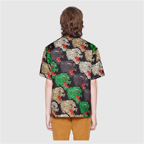 gucci panther face bowling shirt replica|are gucci shirts real.